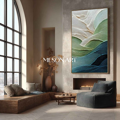 Modern 3D Green Abstract Texture Painting Green Texture Canvas Art