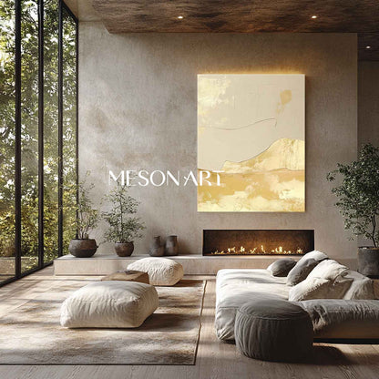 Large Beige and Gold Abstract Art for Sale Beige and Gold Minimalist Abstract Canvas Wall Art