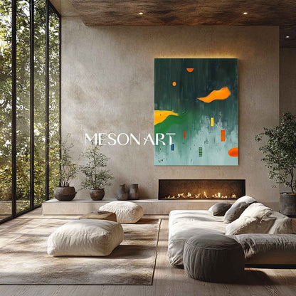 Large Modern Green Abstract Art for Sale Green Minimalist Textured Canvas Wall Art