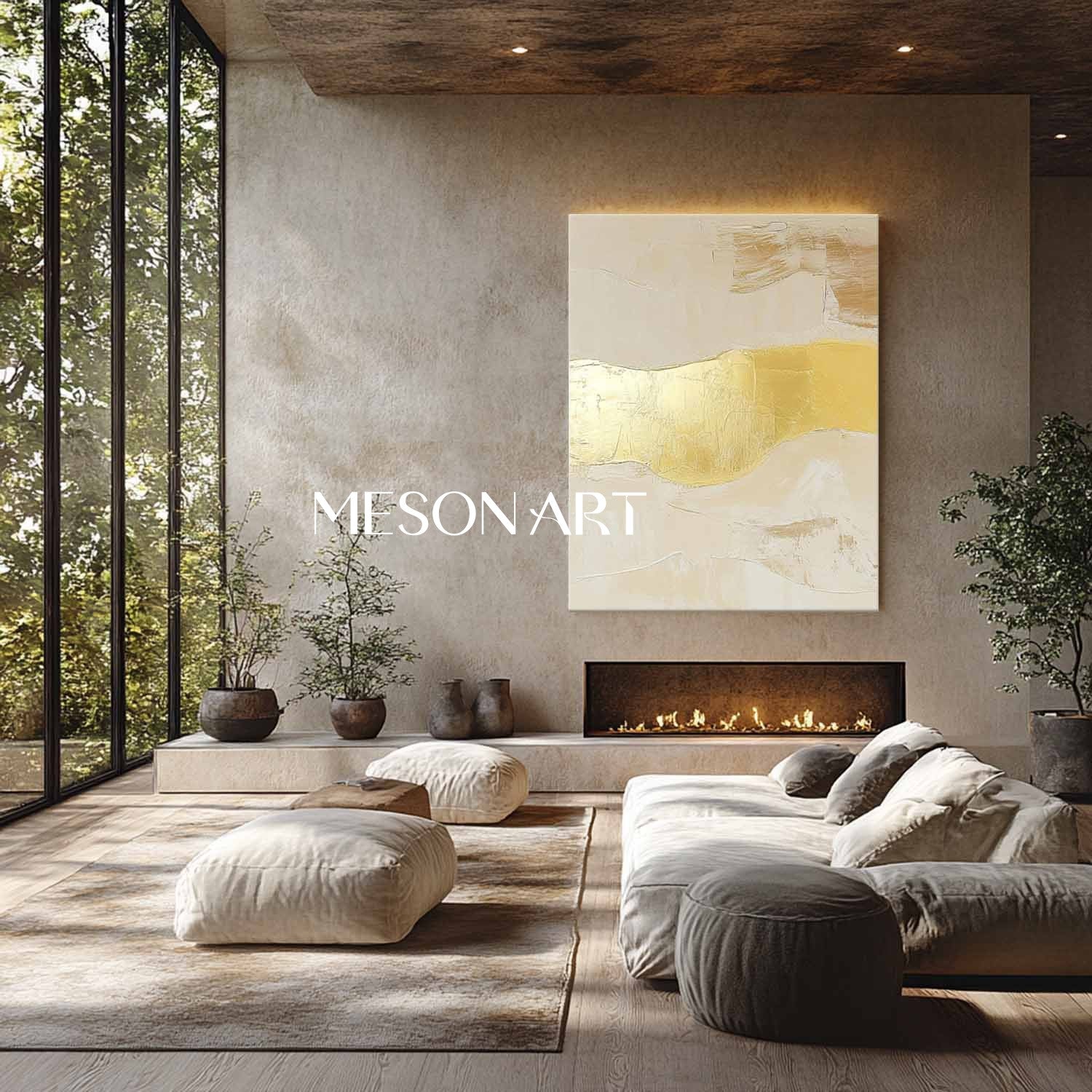 Large Gold Textured Painting Beige and Gold Minimalist Abstract Canvas Art Gold Abstract Wall Art