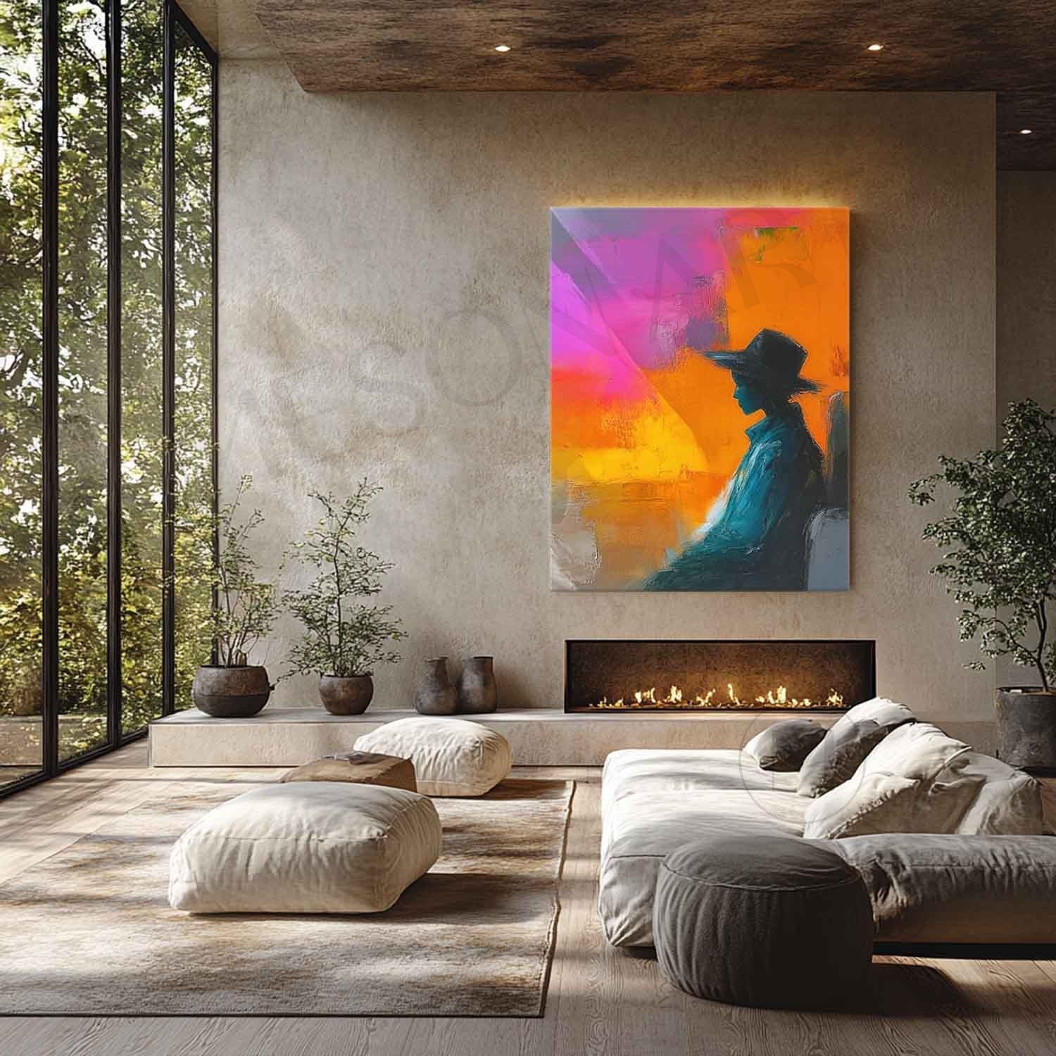 Large Colorful Abstract Female Canvas Art Contemporary Palette Abstract Girl Wall Art Palette Girl Oil Painting