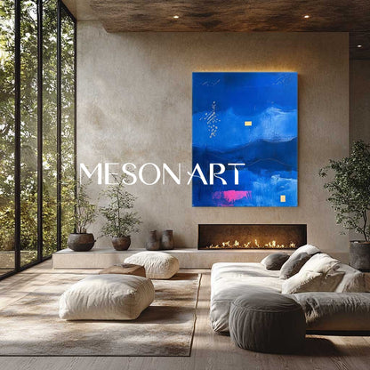 Large Blue Abstract Art For Sale Blue Abstract Minimalist Landscape Canvas Wall Painting For Sale