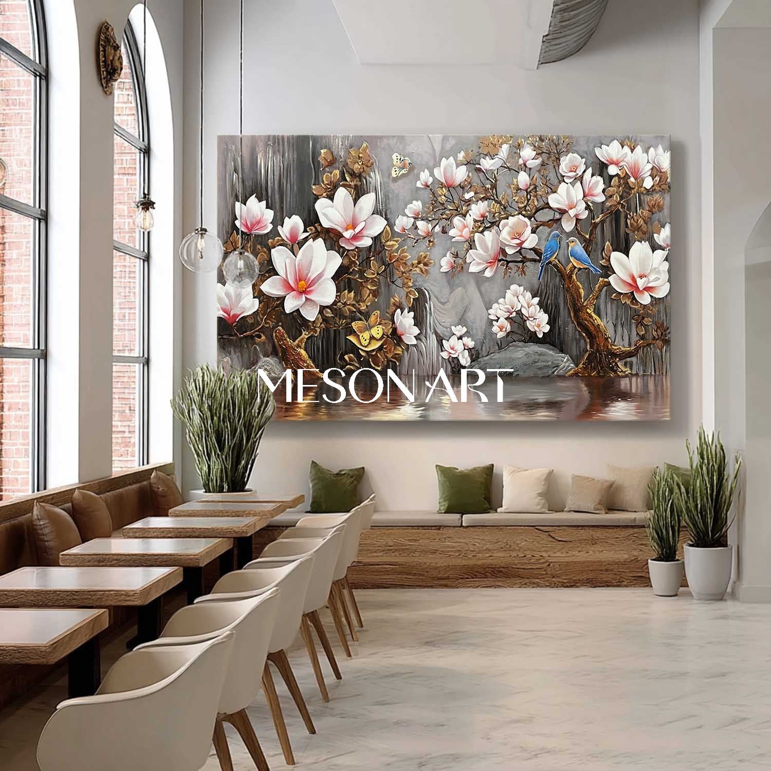 Large Scale Floral And Bird Canvas Art Abstract Floral And Bird Paintings.