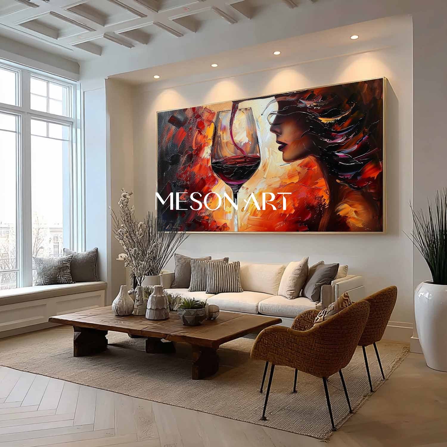 Large Wine And Girl Abstract Canvas Art For Sale Red Wine Wine Cooler Wall Art Decoration Painting