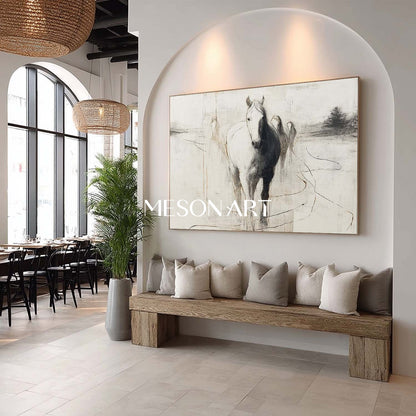 Contemporary Minimalist Horse Abstract Canvas Wall Art Decor For Sale Minimalist Horse Line Art