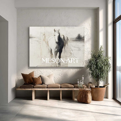 Contemporary Minimalist Horse Abstract Canvas Wall Art Decor For Sale Minimalist Horse Line Art