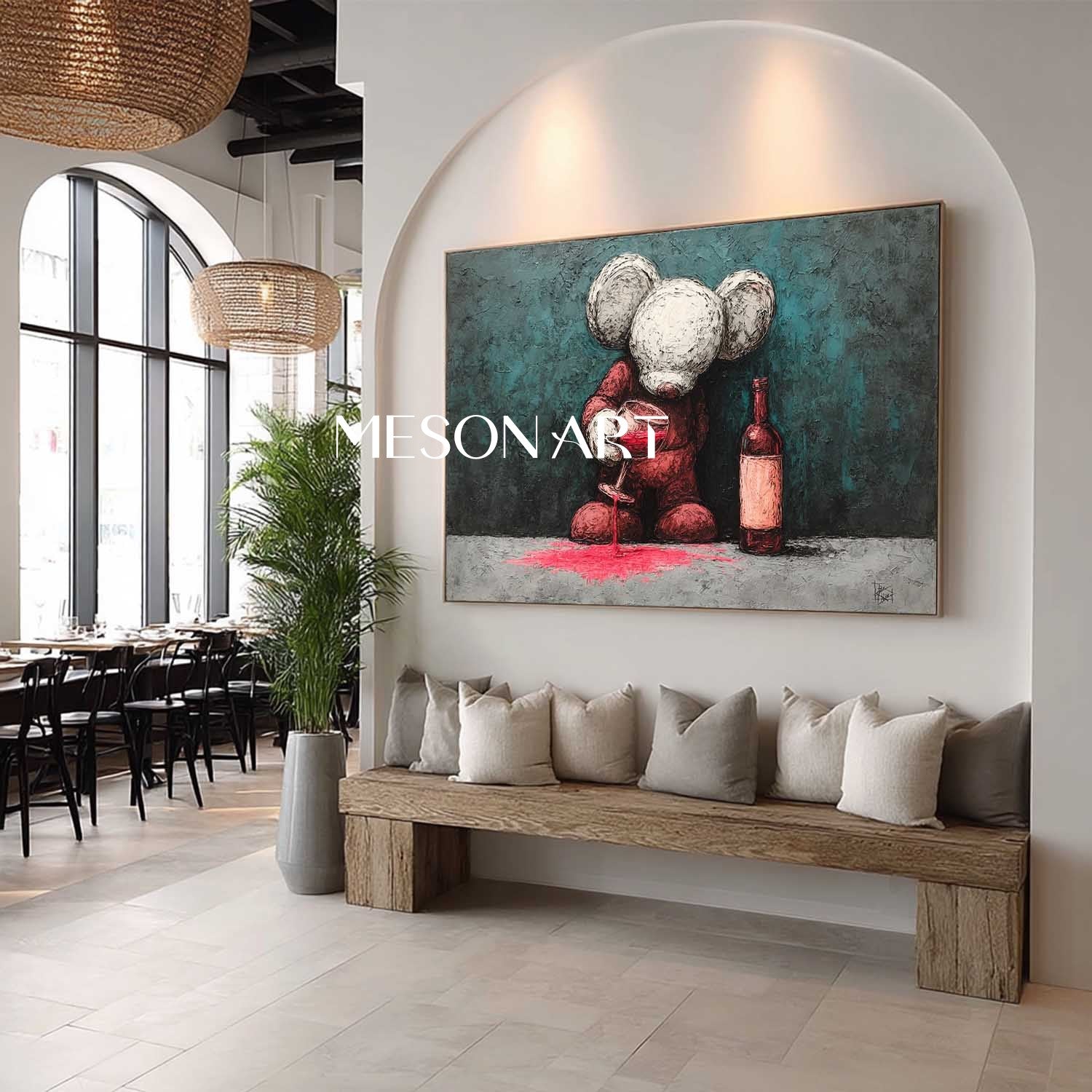 Large Contemporary Red Wine Pop Art Kaws Abstract Pop Art Red Wine Modern Abstract Canvas Art