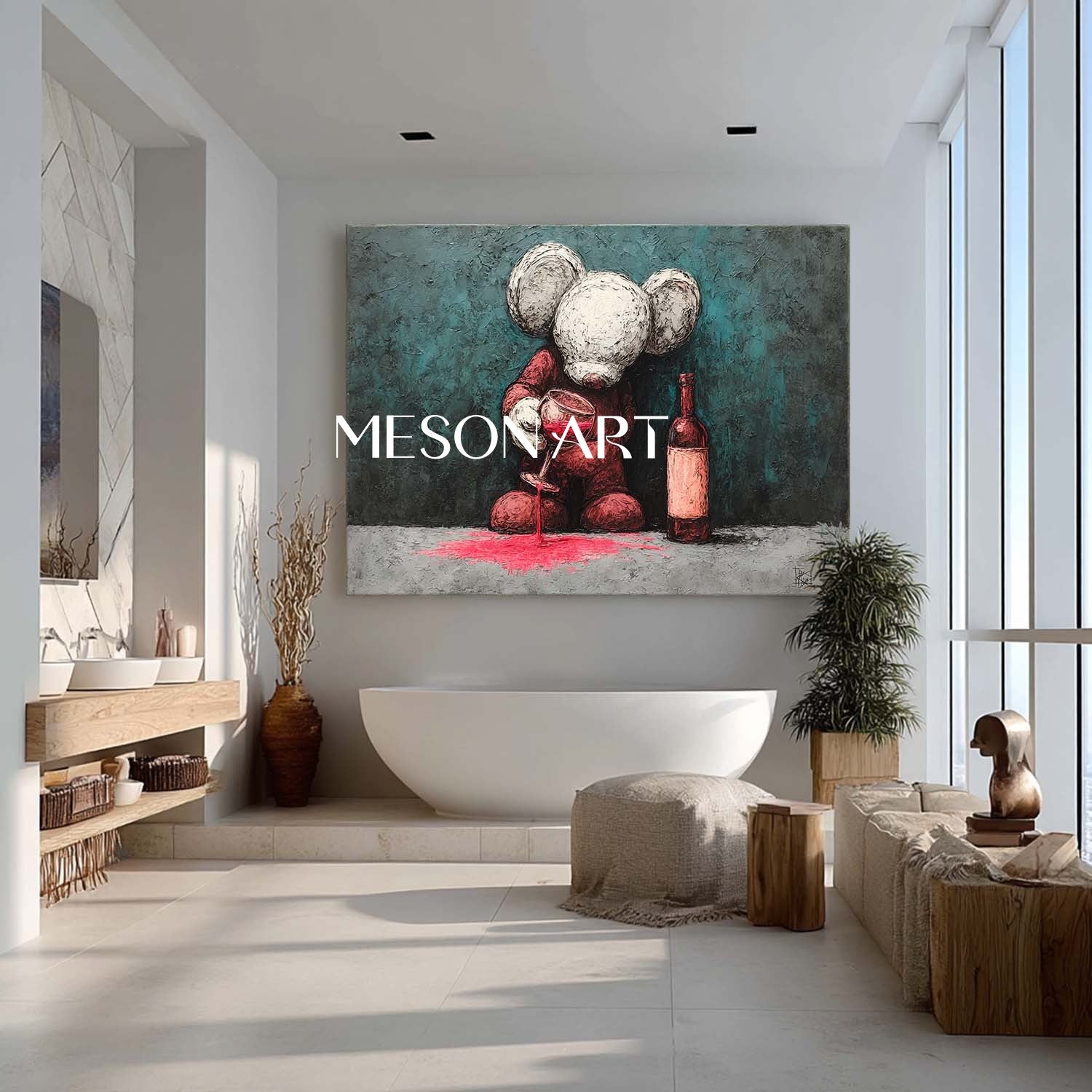 Large Contemporary Red Wine Pop Art Kaws Abstract Pop Art Red Wine Modern Abstract Canvas Art
