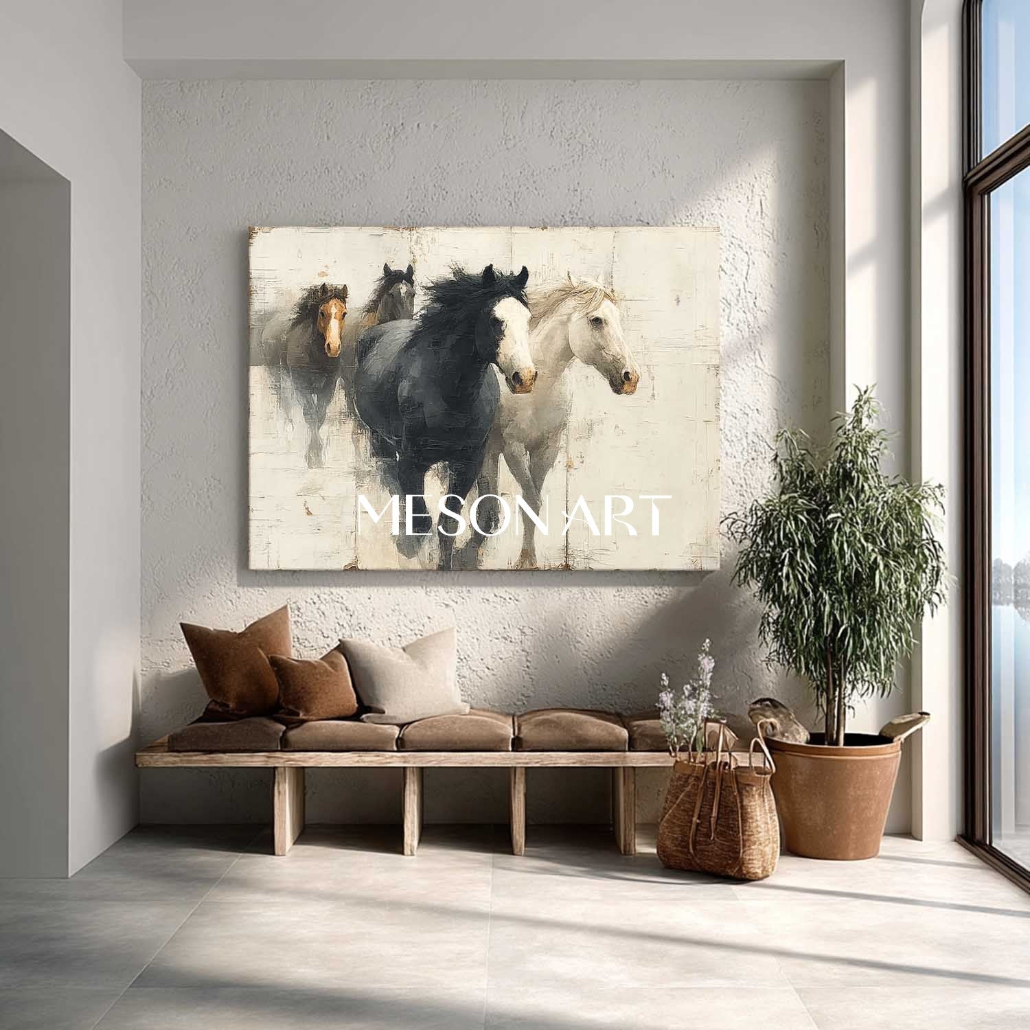 Beige and Black Horse Art for Sale Beige and Black Abstract Canvas Wall Art Decor