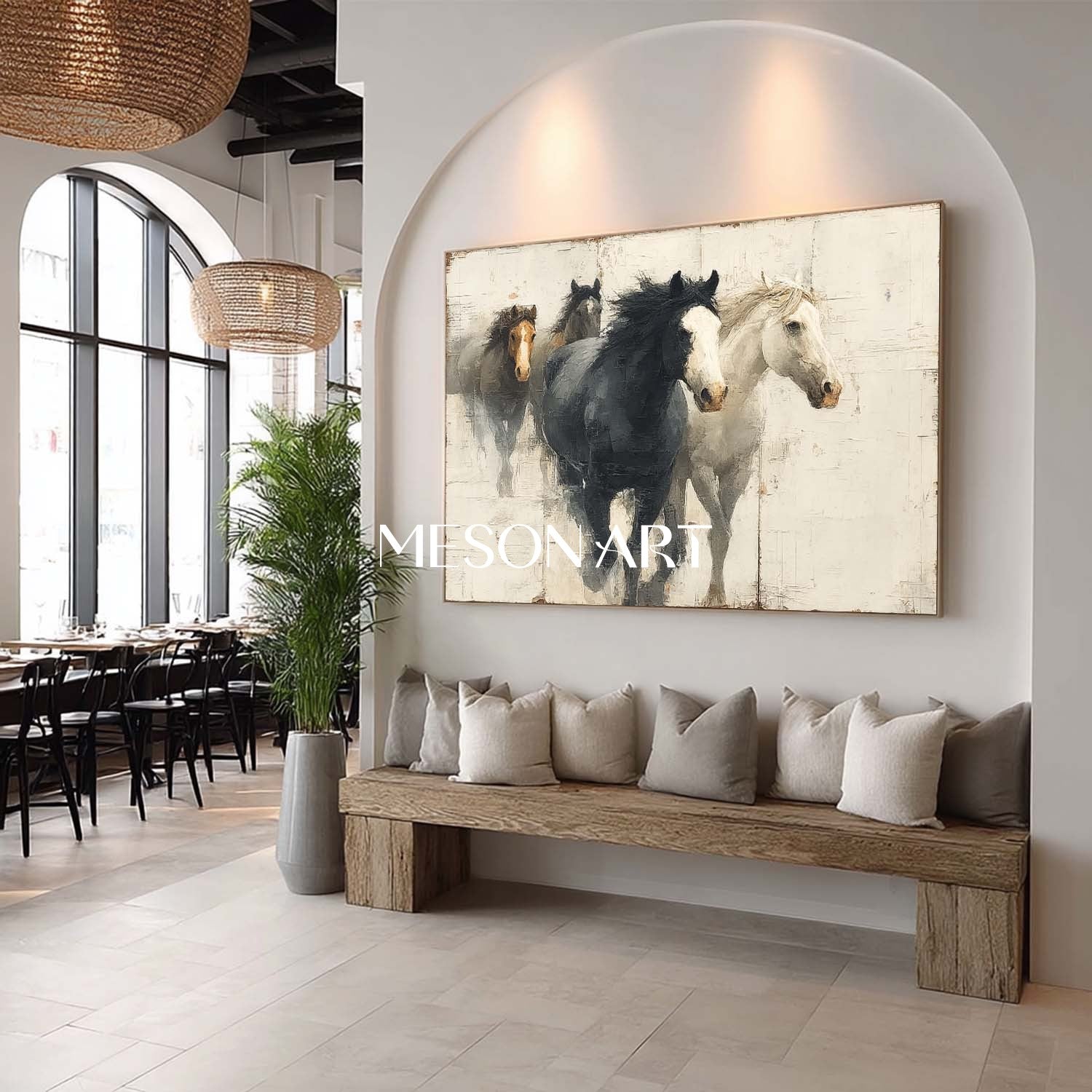 Beige and Black Horse Art for Sale Beige and Black Abstract Canvas Wall Art Decor