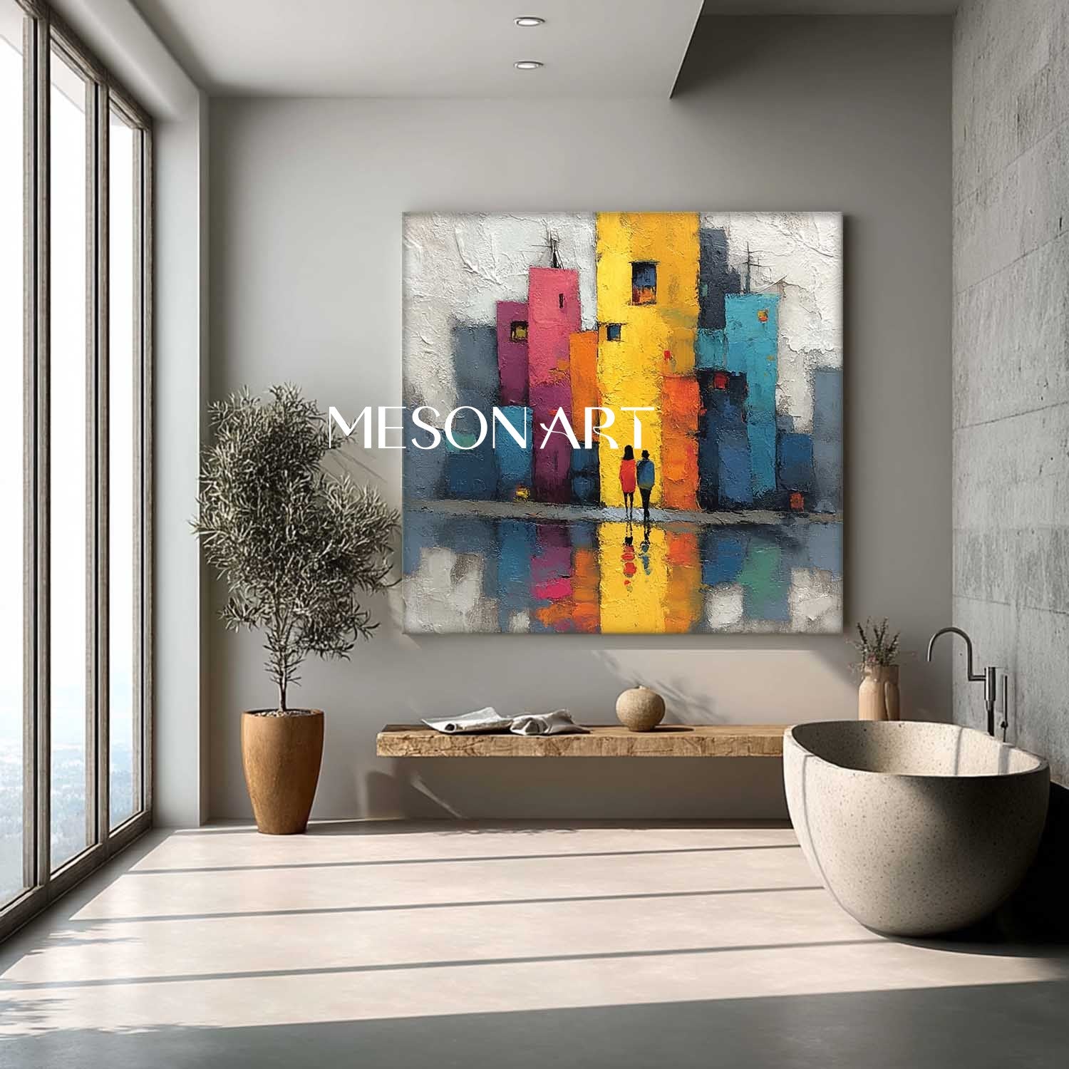 Colorful city texture paintings for sale Urban abstract canvas wall art decoration
