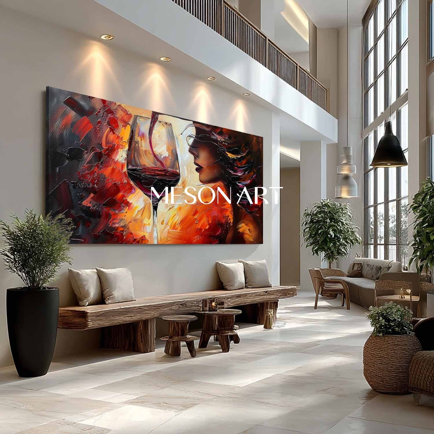 Large Wine And Girl Abstract Canvas Art For Sale Red Wine Wine Cooler Wall Art Decoration Painting