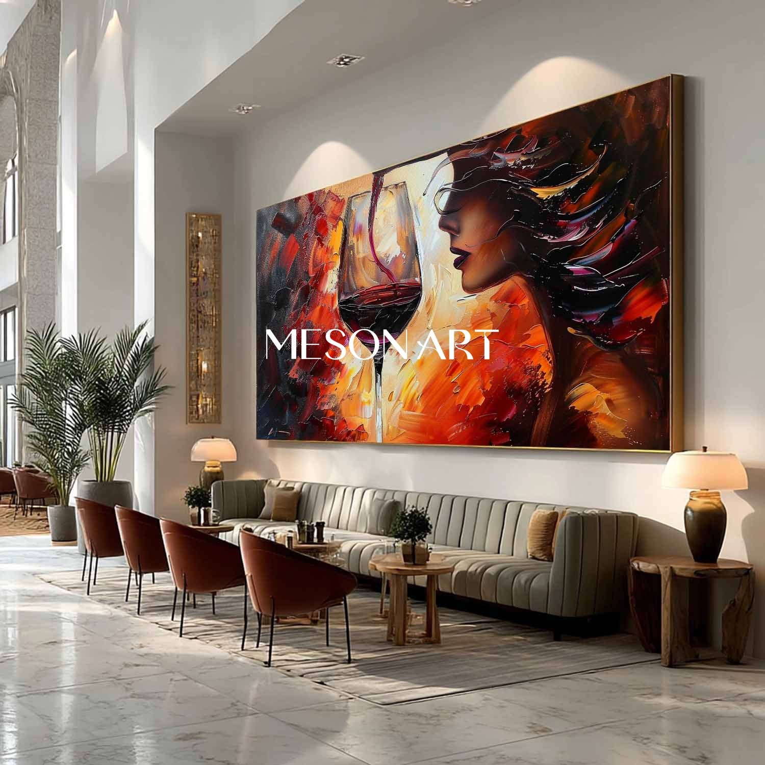 Large Wine And Girl Abstract Canvas Art For Sale Red Wine Wine Cooler Wall Art Decoration Painting