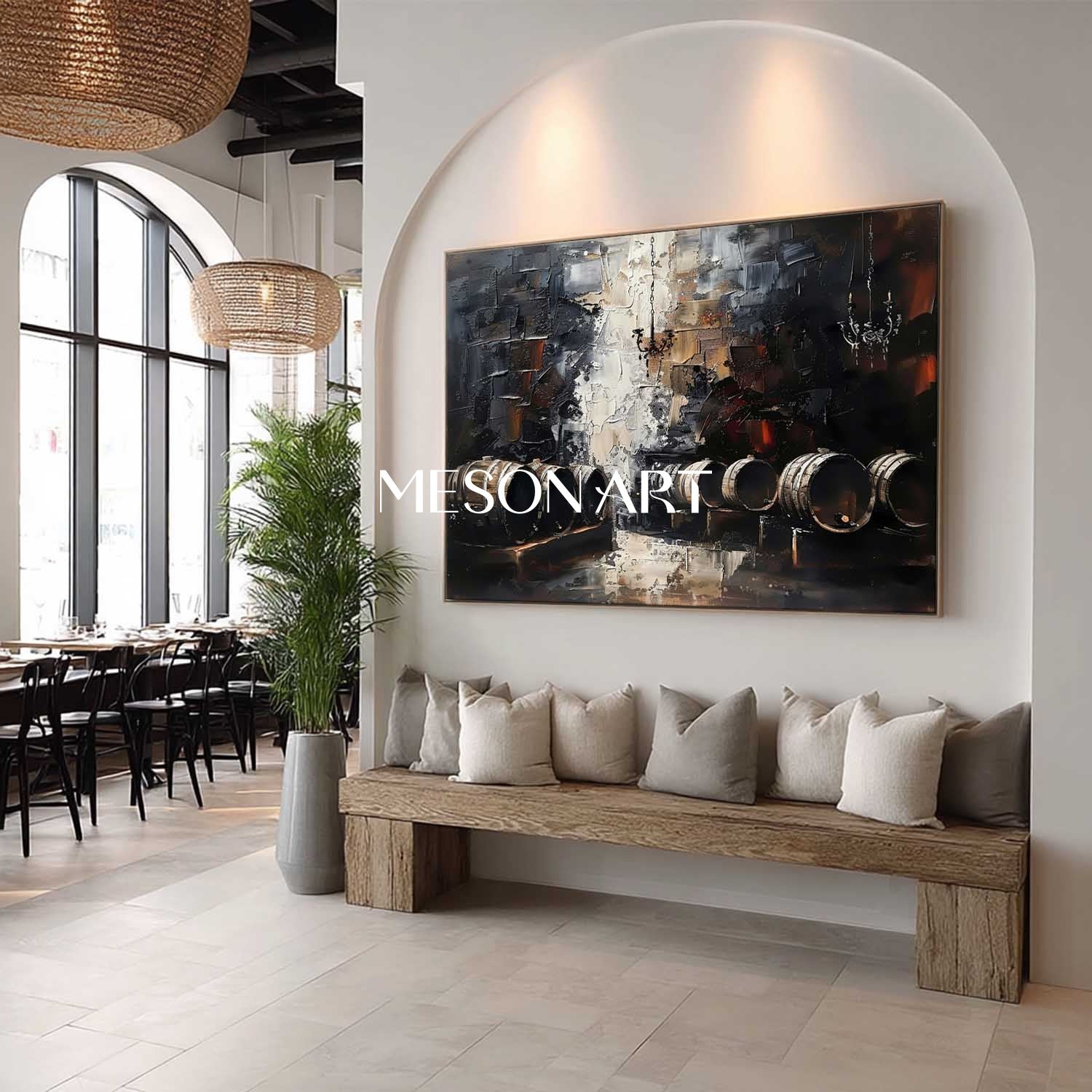 Large Wine barrel abstract painting Oak barrel wall art decoration Wine cabinet wall painting for sale