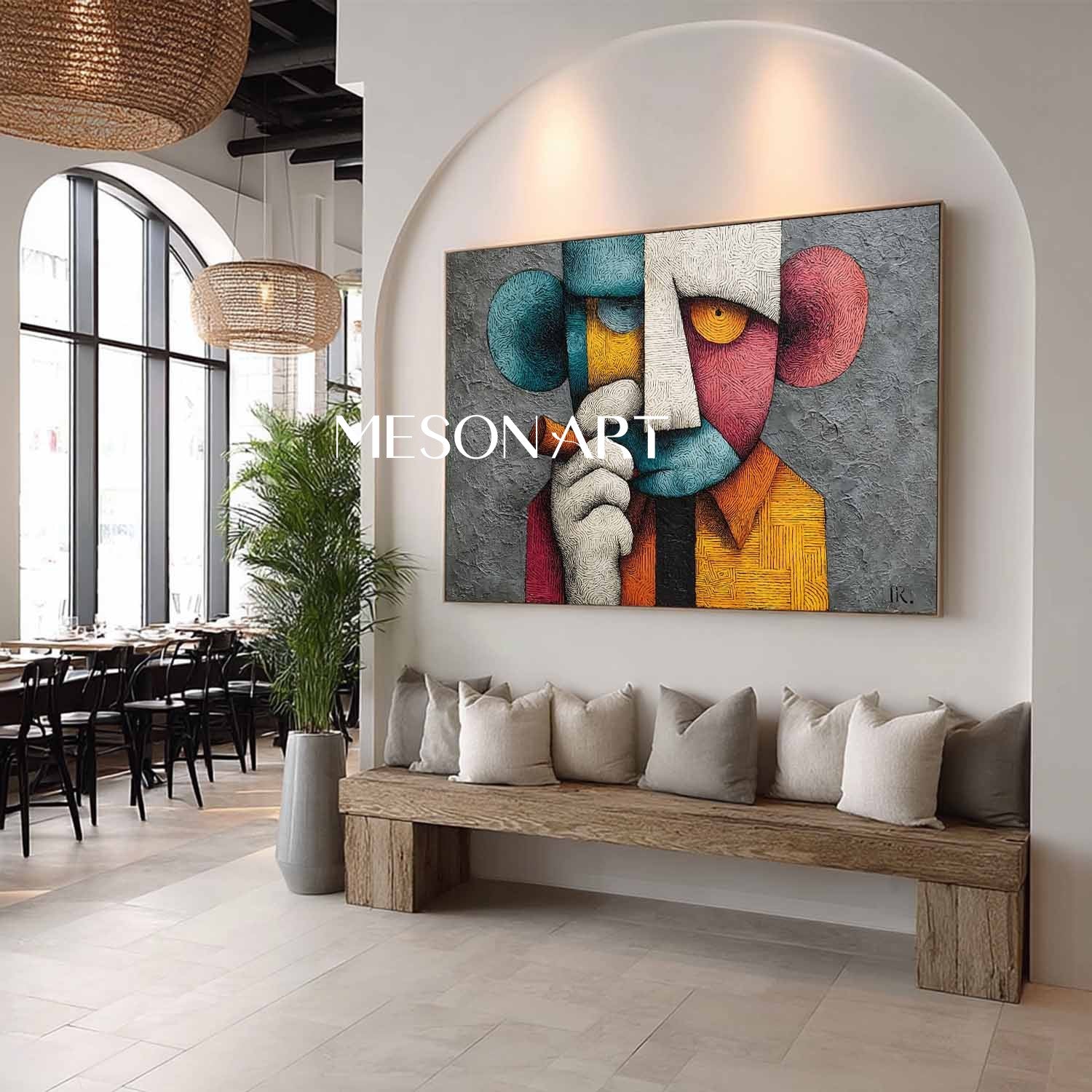 Large Modern man smoking a cigar abstract texture canvas wall art Man smoking a cigar pop abstract art