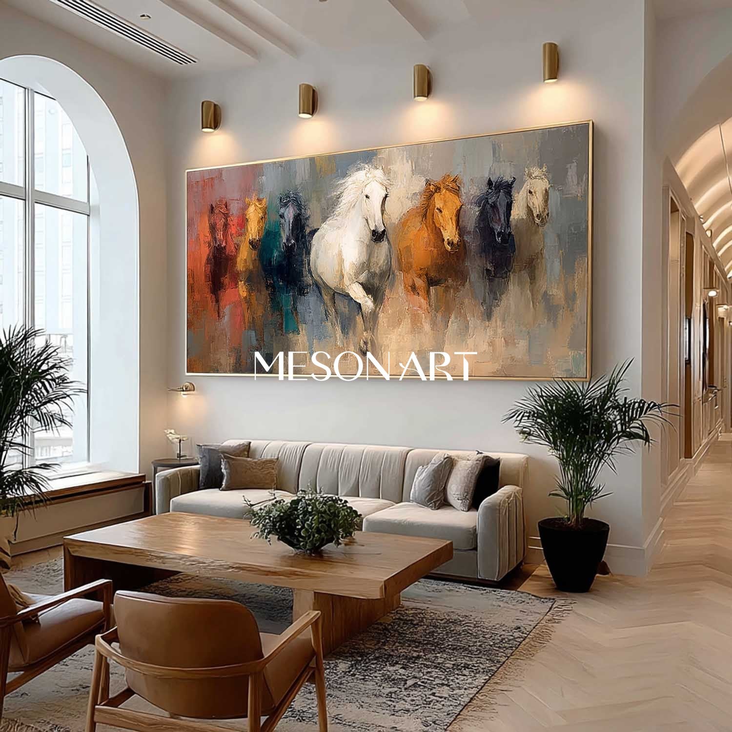 Extra Large 3D Running Prairie Horse Canvas Wall Art Decor For Sale Running Horse Texture Painting