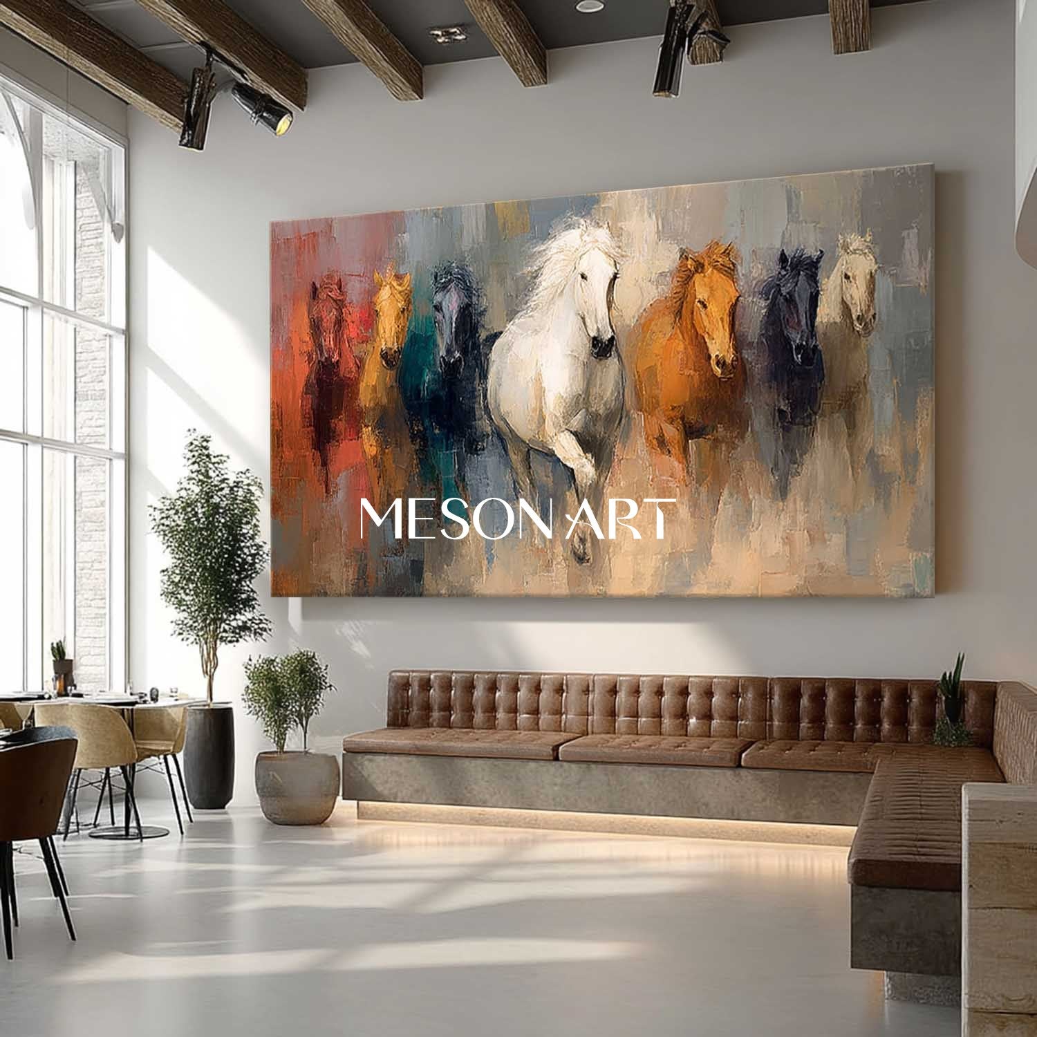 Extra Large 3D Running Prairie Horse Canvas Wall Art Decor For Sale Running Horse Texture Painting