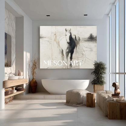 Contemporary Minimalist Horse Abstract Canvas Wall Art Decor For Sale Minimalist Horse Line Art