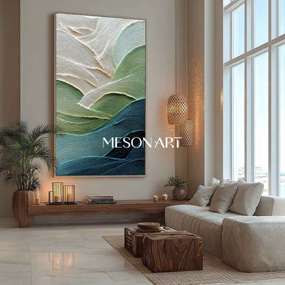 Modern 3D Green Abstract Texture Painting Green Texture Canvas Art