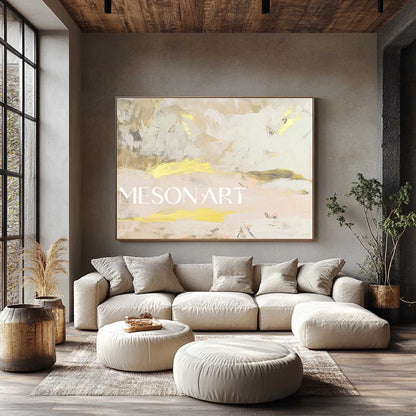 Large Beige and Gold Abstract Art for Sale Beige and Gold Minimalist Textured Canvas Wall Art