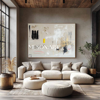 Large Modern Beige Abstract Canvas Art Beige Abstract Minimalist Wall Paintings for Sale