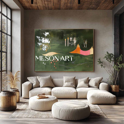 Large Modern Green Abstract Canvas Wall Art Green Abstract Landscape Wall Paintings
