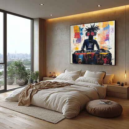 Black Graffiti DJ Painting Contemporary Graffiti DJ Abstract Art On Sale Graffiti DJ Canvas Wall Art