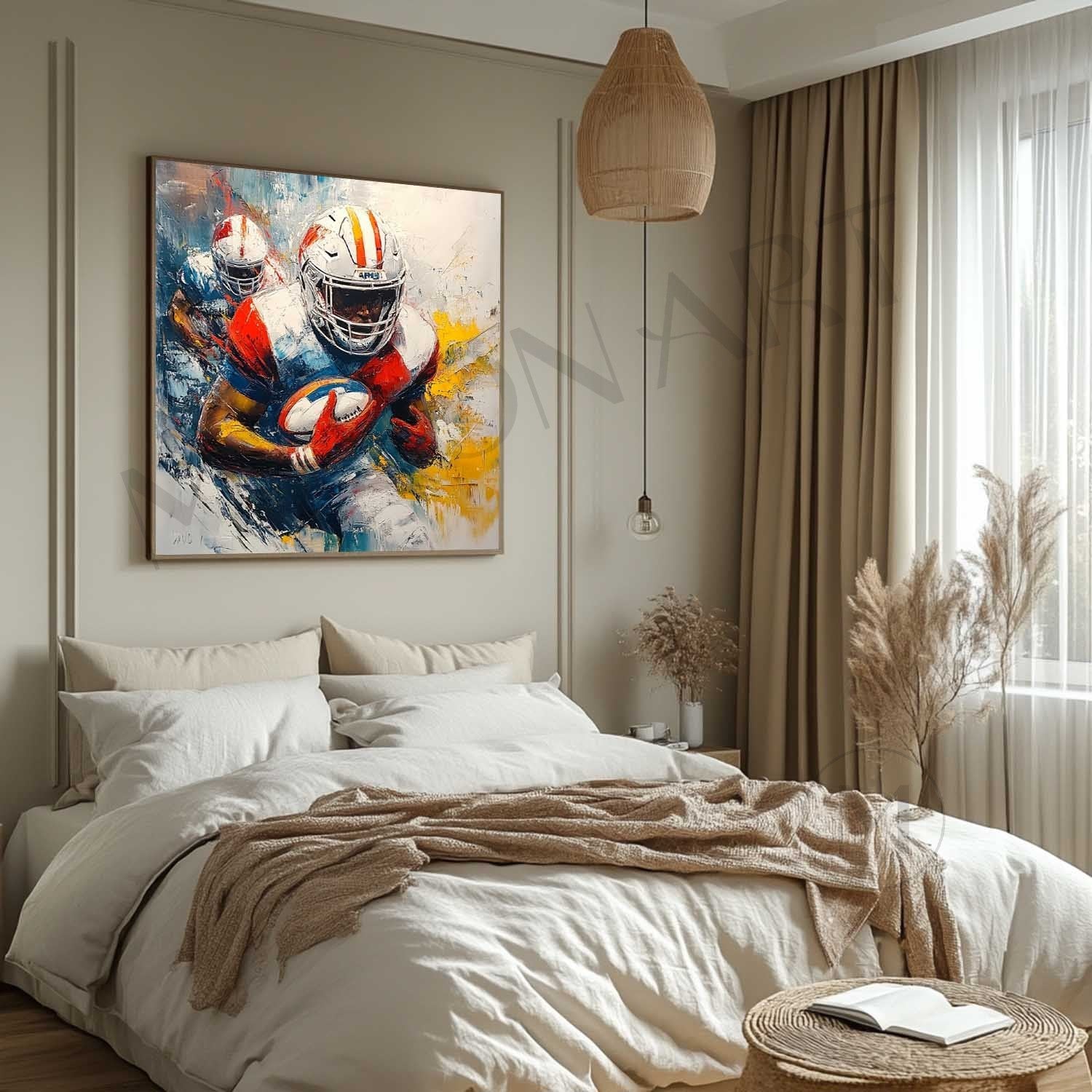 Large Rugby Player Art Canvas For Sale Rugby Game Abstract Painting Rugby Player Game Wall Art