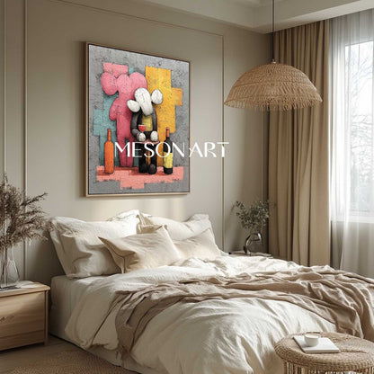 Large Grey pop abstract canvas art Grey red wine pop abstract texture wall decoration painting