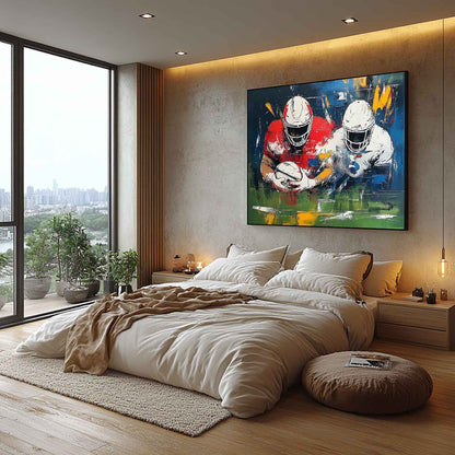 Rugby Player Art Canvas For Sale Rugby Player Game Abstract Painting Rugby Player Wall Art
