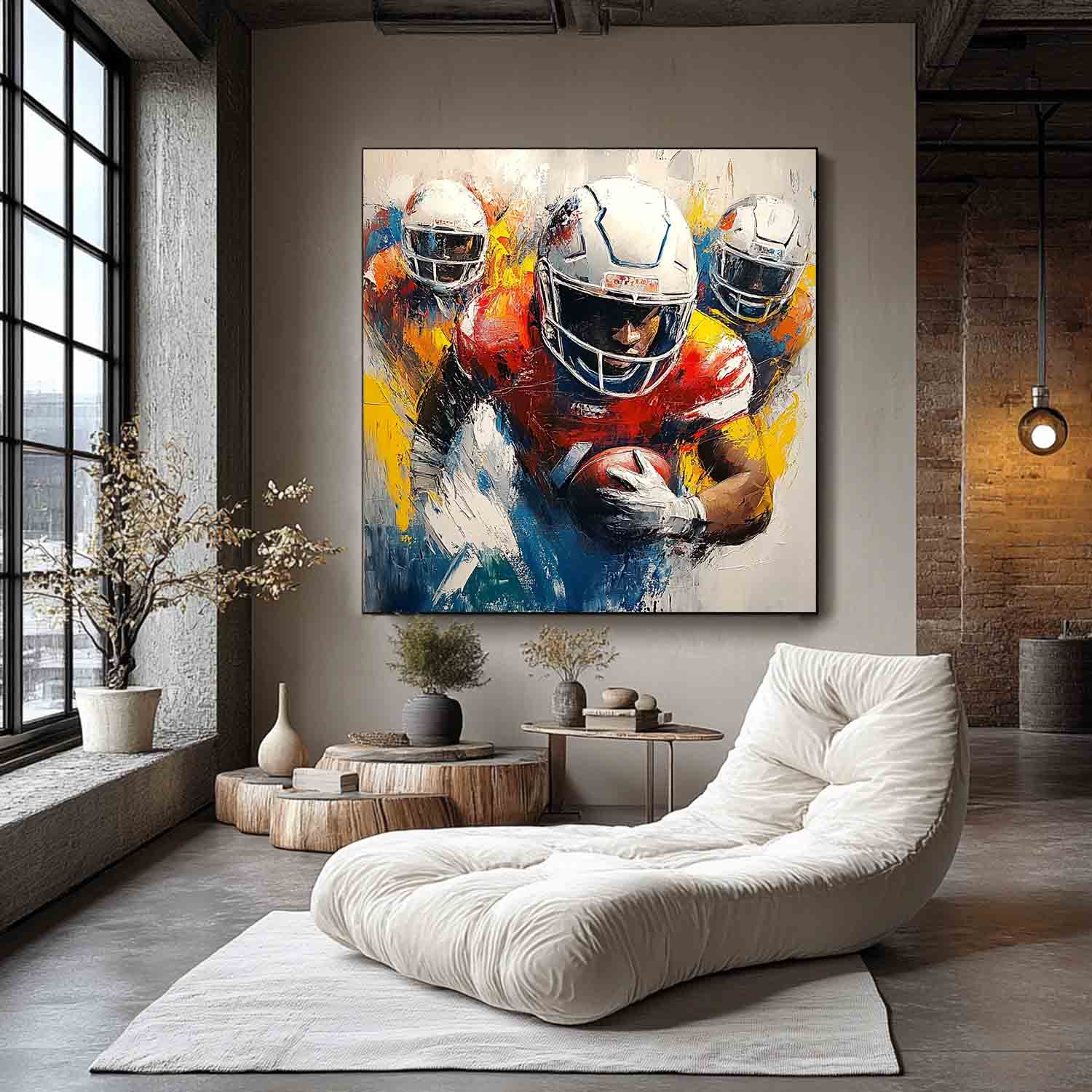 Large Rugby Art Canvas For Sale Rugby Players Game Abstract Painting Rugby Game Wall Art