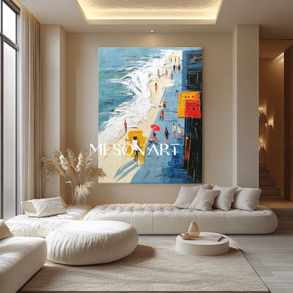 3D Seaside Beach Texture Wall Art Decoration Ocean Waves Beach Abstract Texture Canvas Paintings