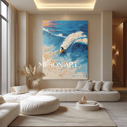 Large 3D Professional Surfer Wall Art Professional Surfer Abstract Textured Canvas Painting
