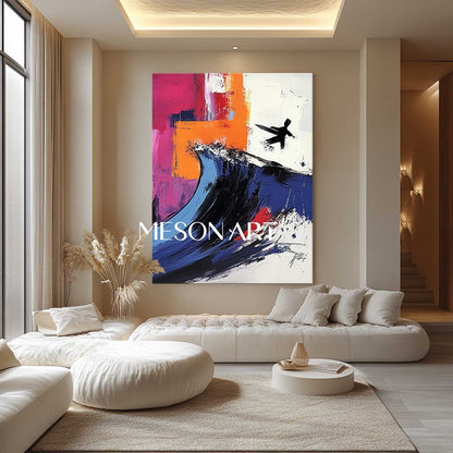 Large Funny Surfer Graffiti Abstract Canvas Art Funny Surfer Abstract Wall Art for Sale