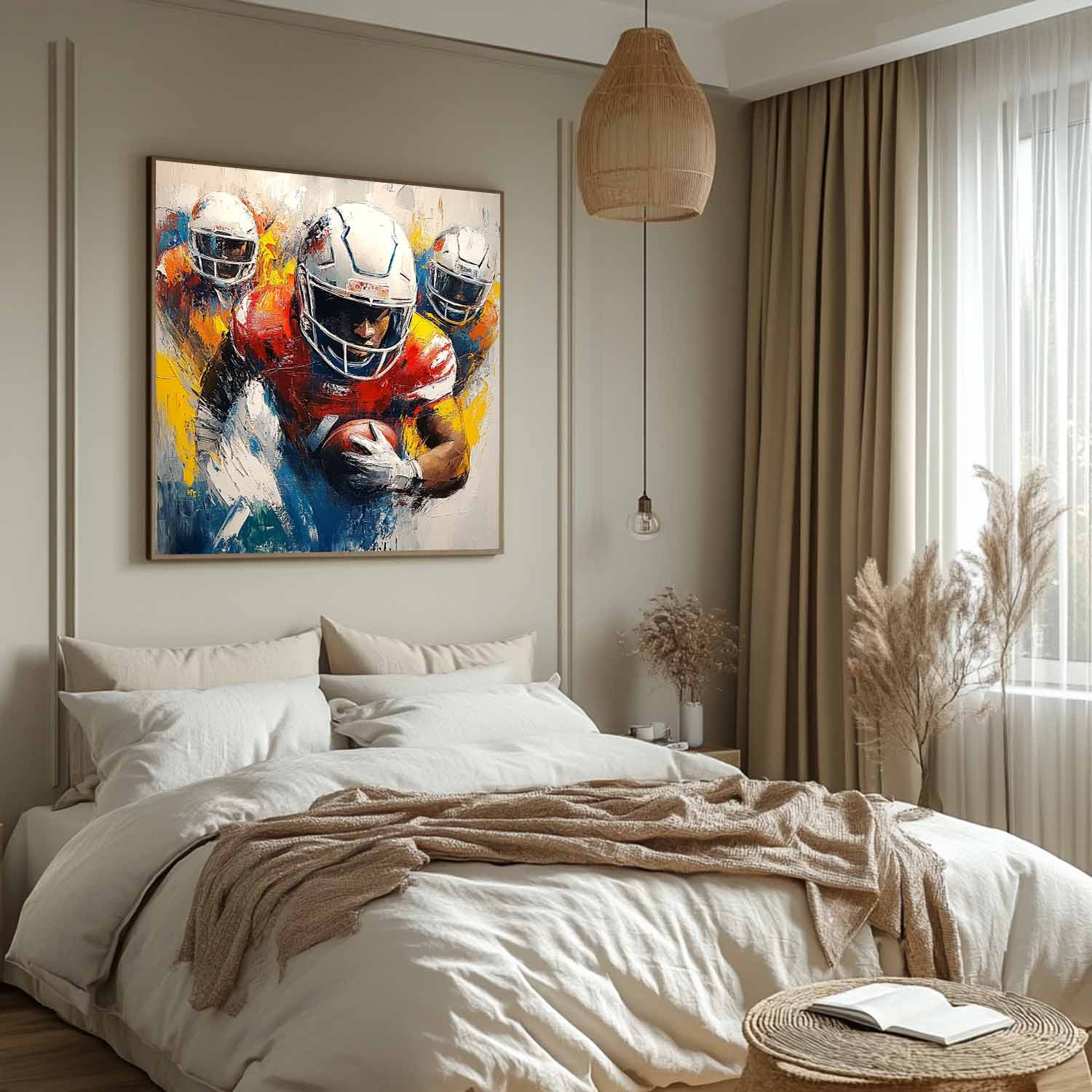 Large Rugby Art Canvas For Sale Rugby Players Game Abstract Painting Rugby Game Wall Art