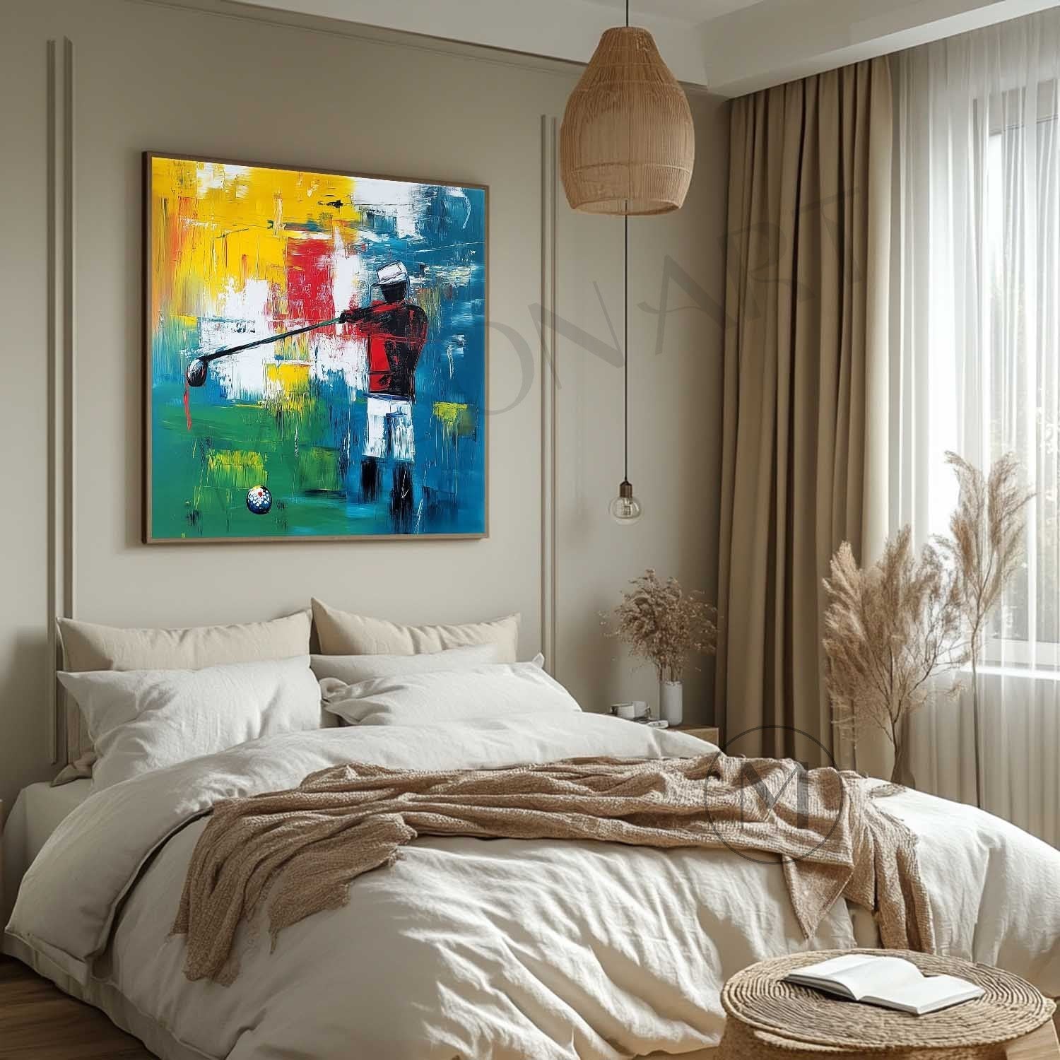 Golf Tournament Oil Painting Golf Abstract Canvas Art For Sale Golf Wall Art