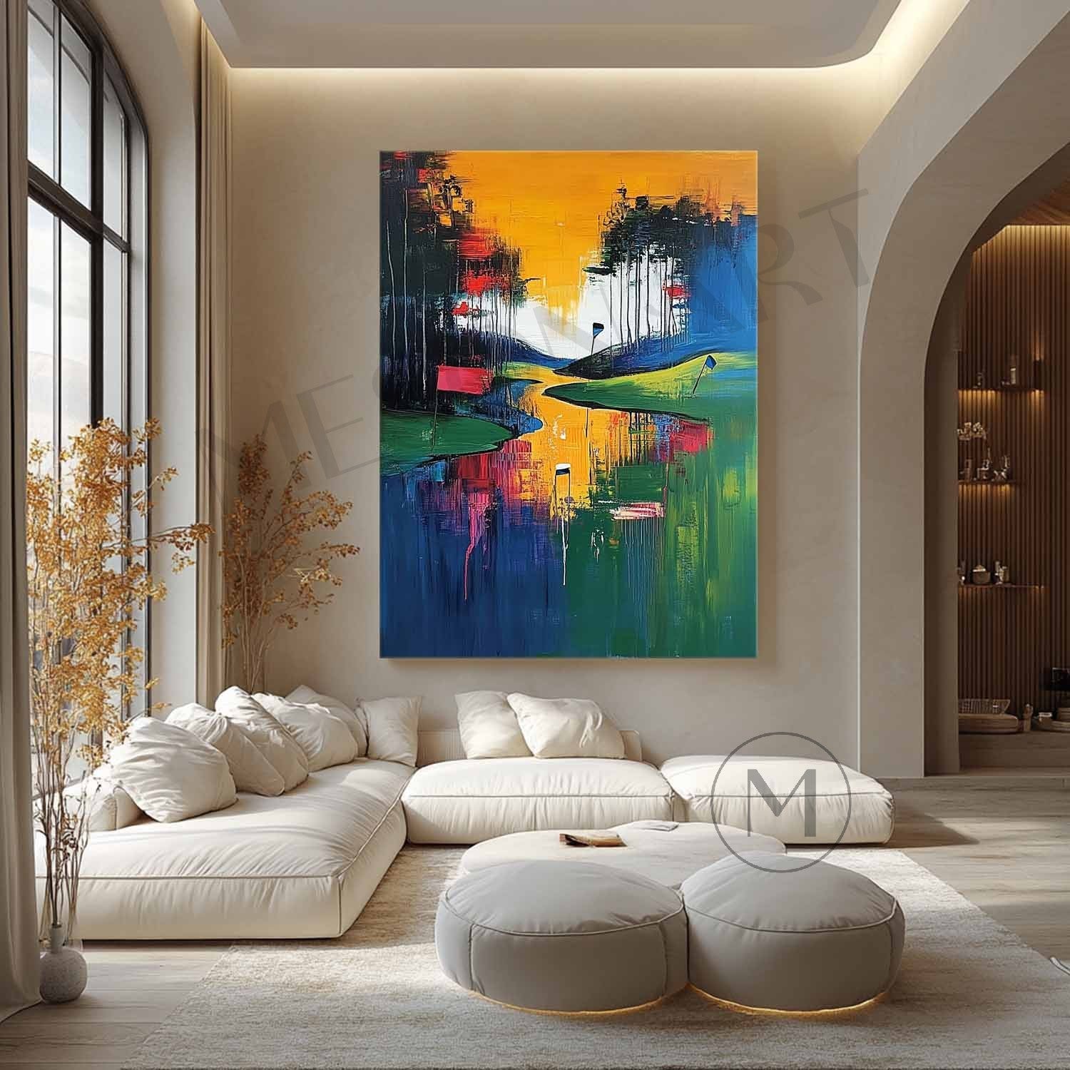 Golf Course Landscape Painting Golf Course Abstract Art Golf Course Canvas Wall Art