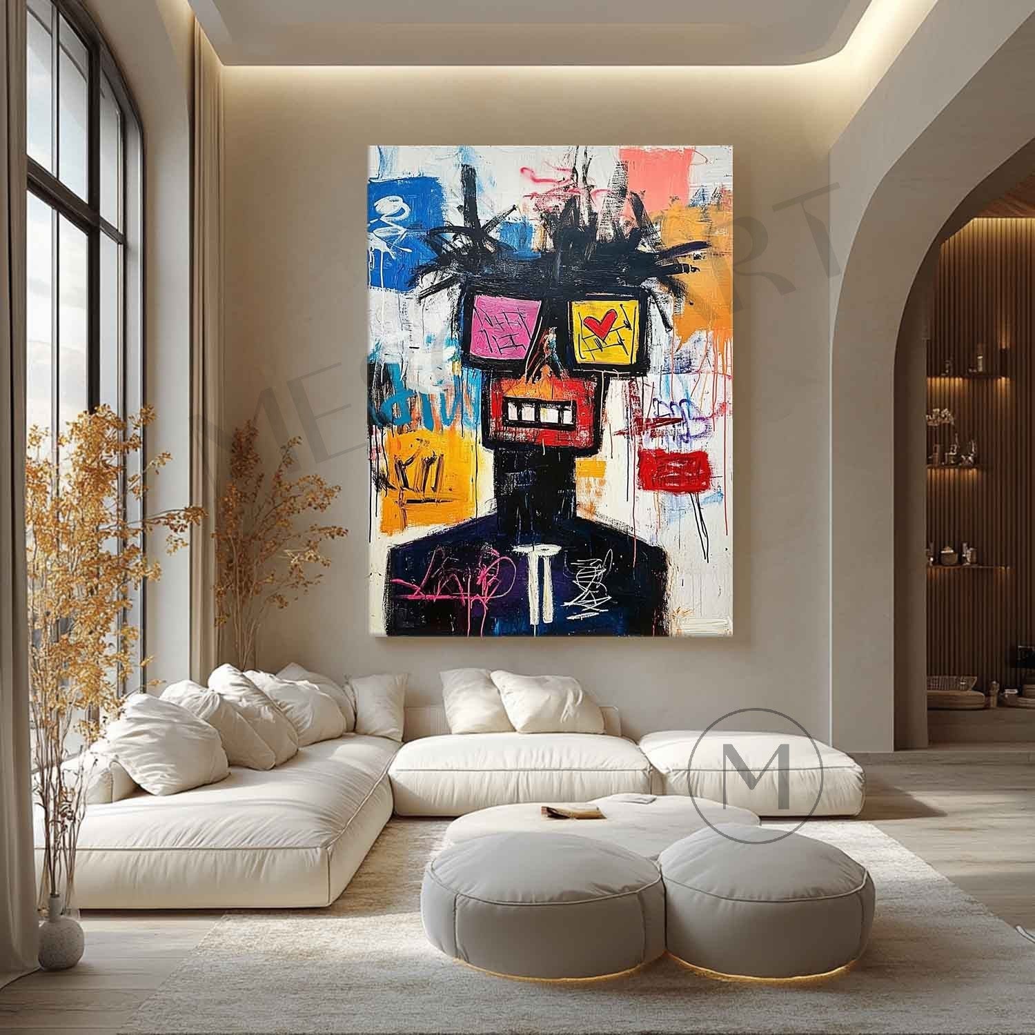 Basquiat Style Painting Basquiat Graffiti Abstract Art Basquiat Canvas Wall Art