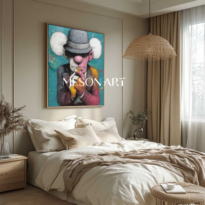 Modern man smoking a cigar abstract texture canvas wall art Man smoking a cigar pop abstract art