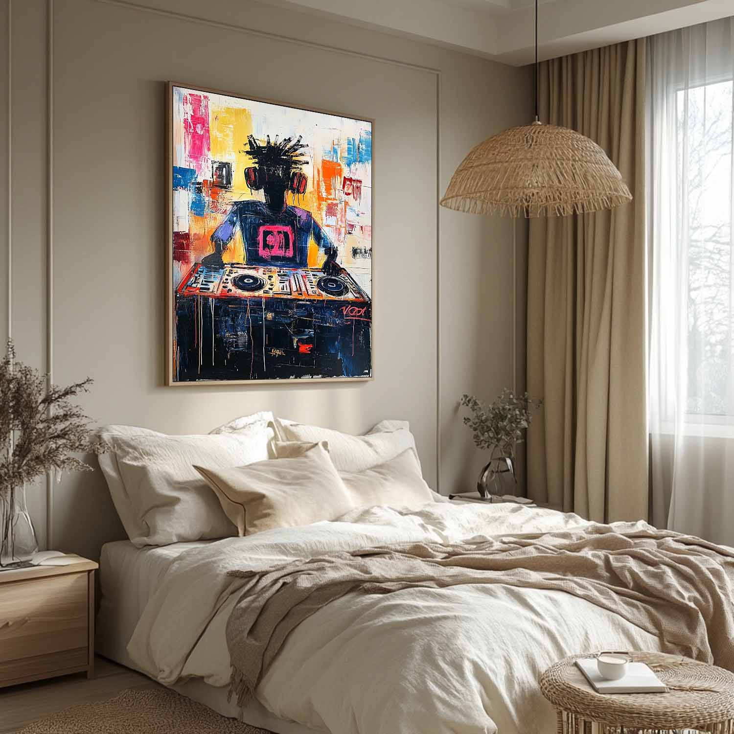 Basquiat Style Graffiti Abstract Art Canvas for Sale Cool DJ Graffiti Abstract Painting Cool DJ Wall Art