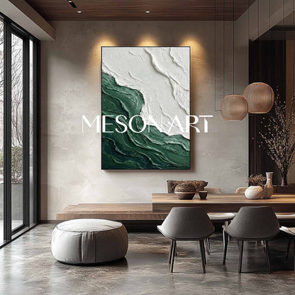 Sage Green Textured Abstract Beach Canvas Paintings Sage Green & Beige Coastal Art