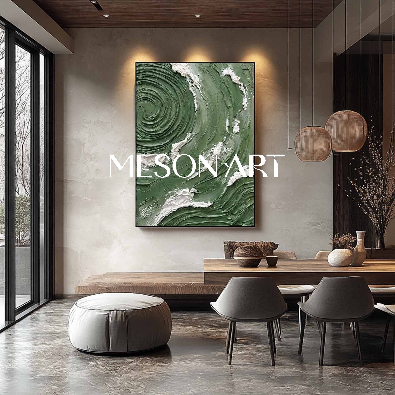 Dark Green Wall Art Emerald Green Canvas Heavy Texture Painting