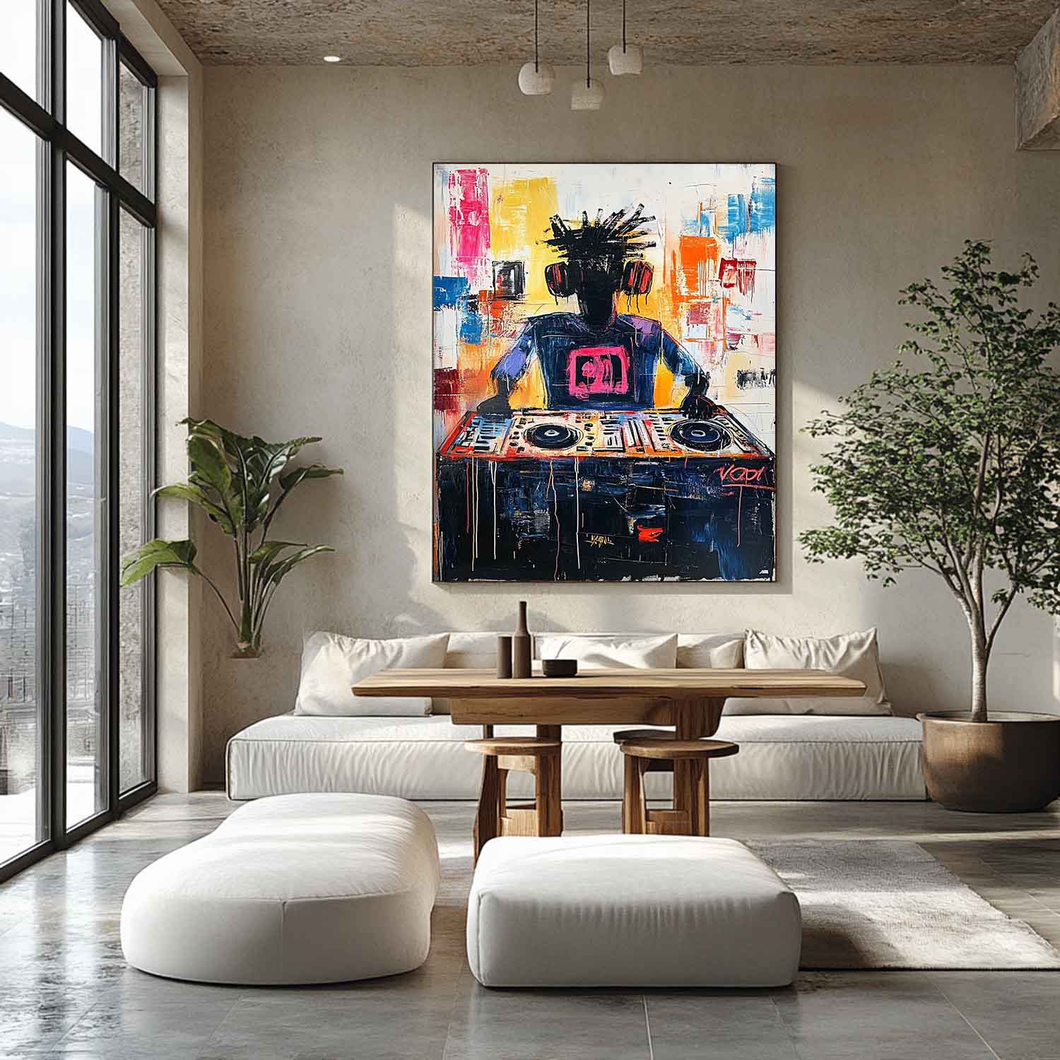 Basquiat Style Graffiti Abstract Art Canvas for Sale Cool DJ Graffiti Abstract Painting Cool DJ Wall Art