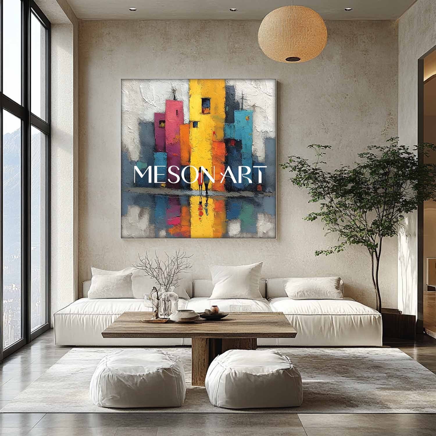 Colorful city texture paintings for sale Urban abstract canvas wall art decoration