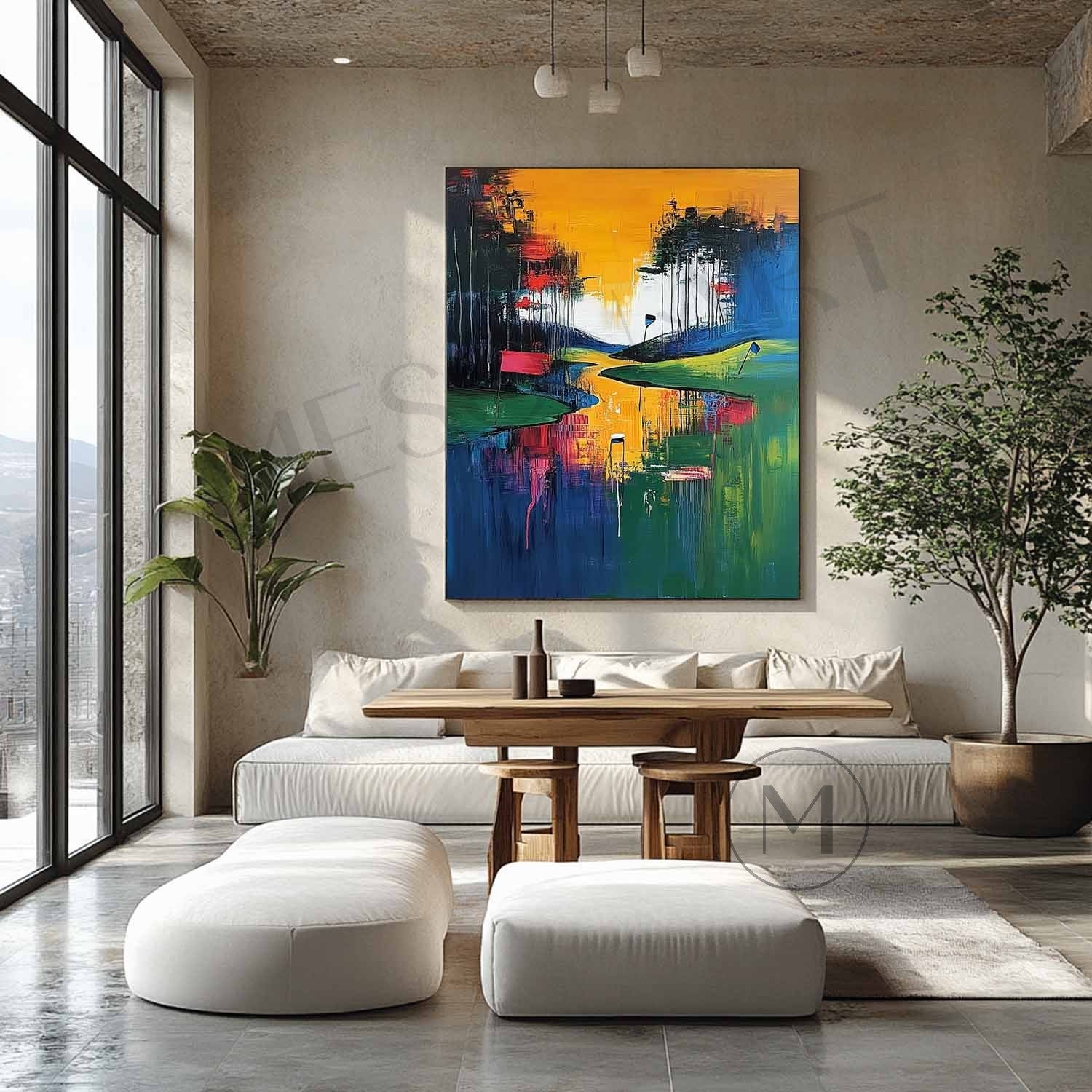 Golf Course Landscape Painting Golf Course Abstract Art Golf Course Canvas Wall Art
