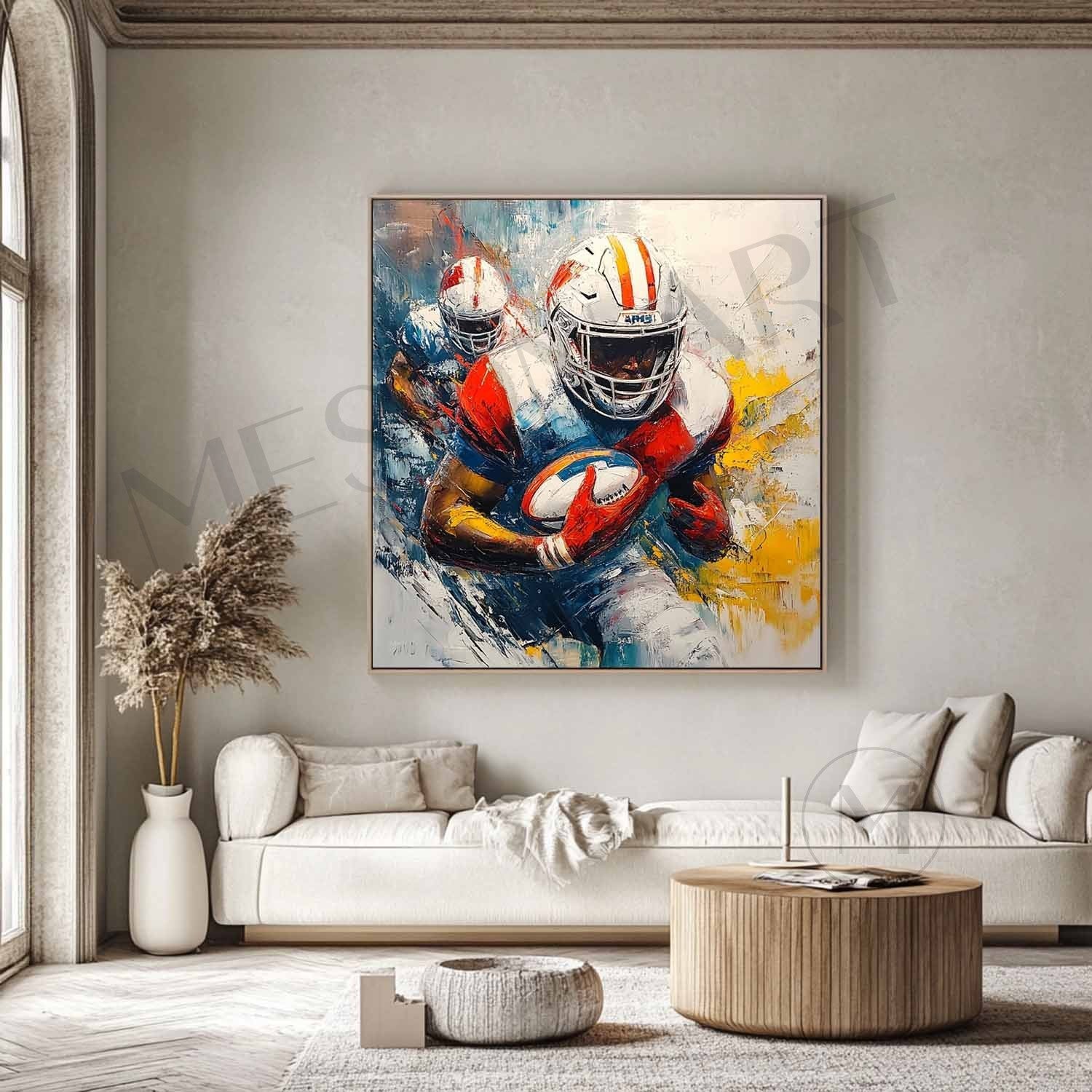 Large Rugby Player Art Canvas For Sale Rugby Game Abstract Painting Rugby Player Game Wall Art