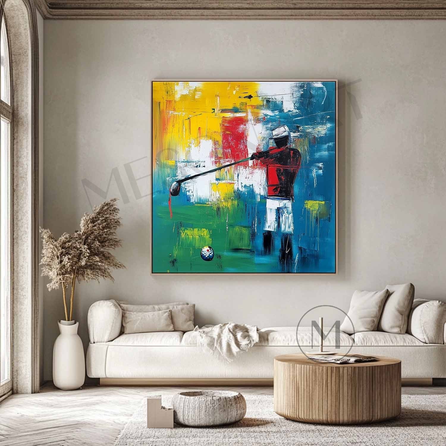 Golf Tournament Oil Painting Golf Abstract Canvas Art For Sale Golf Wall Art