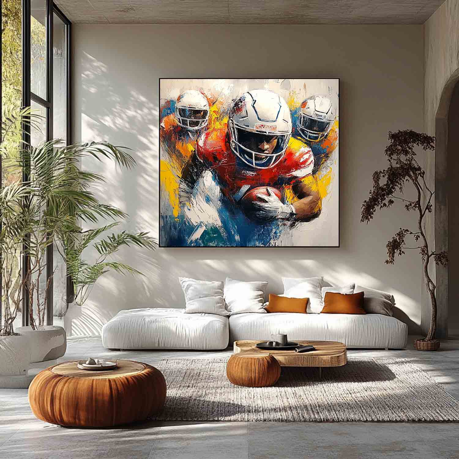Large Rugby Art Canvas For Sale Rugby Players Game Abstract Painting Rugby Game Wall Art