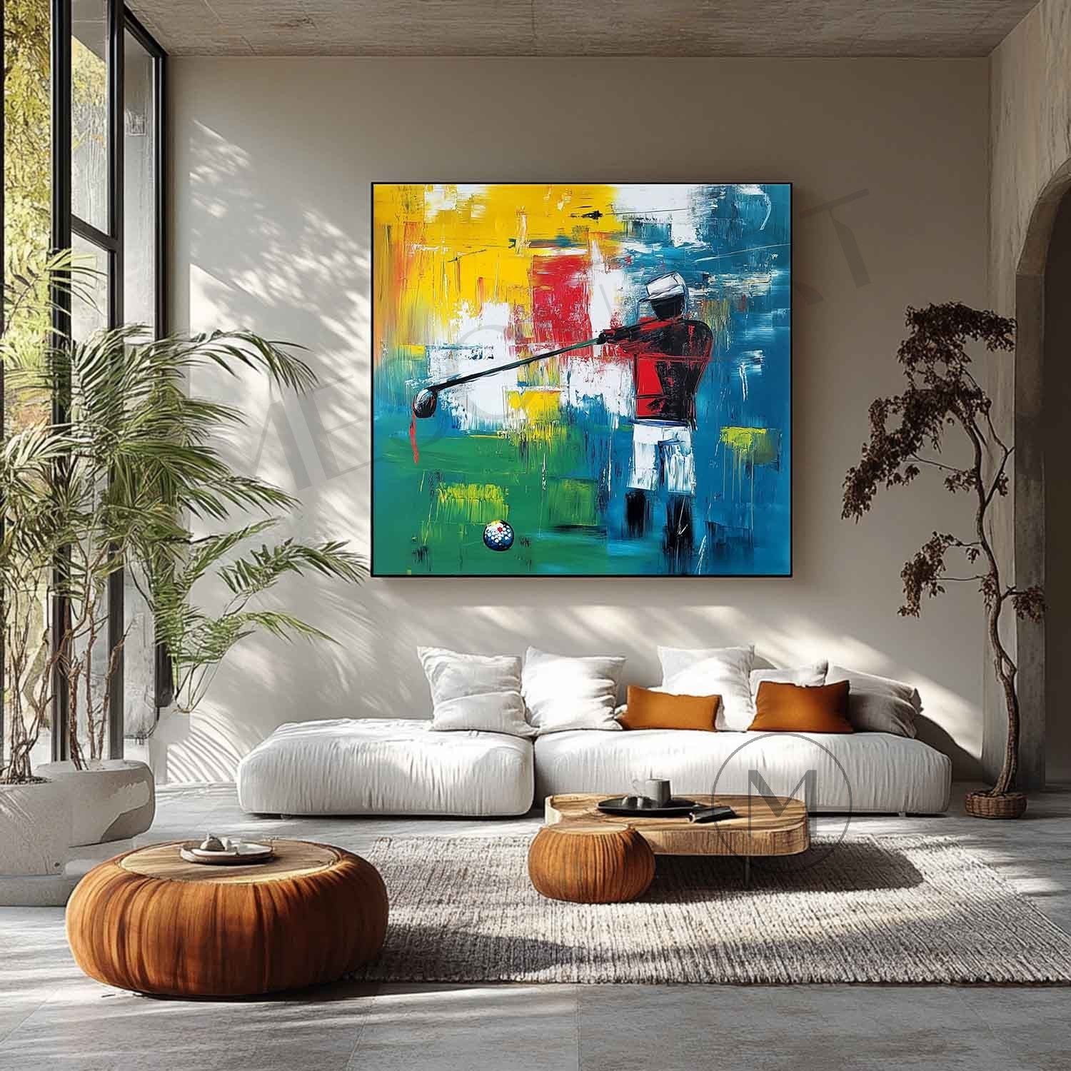 Golf Tournament Oil Painting Golf Abstract Canvas Art For Sale Golf Wall Art