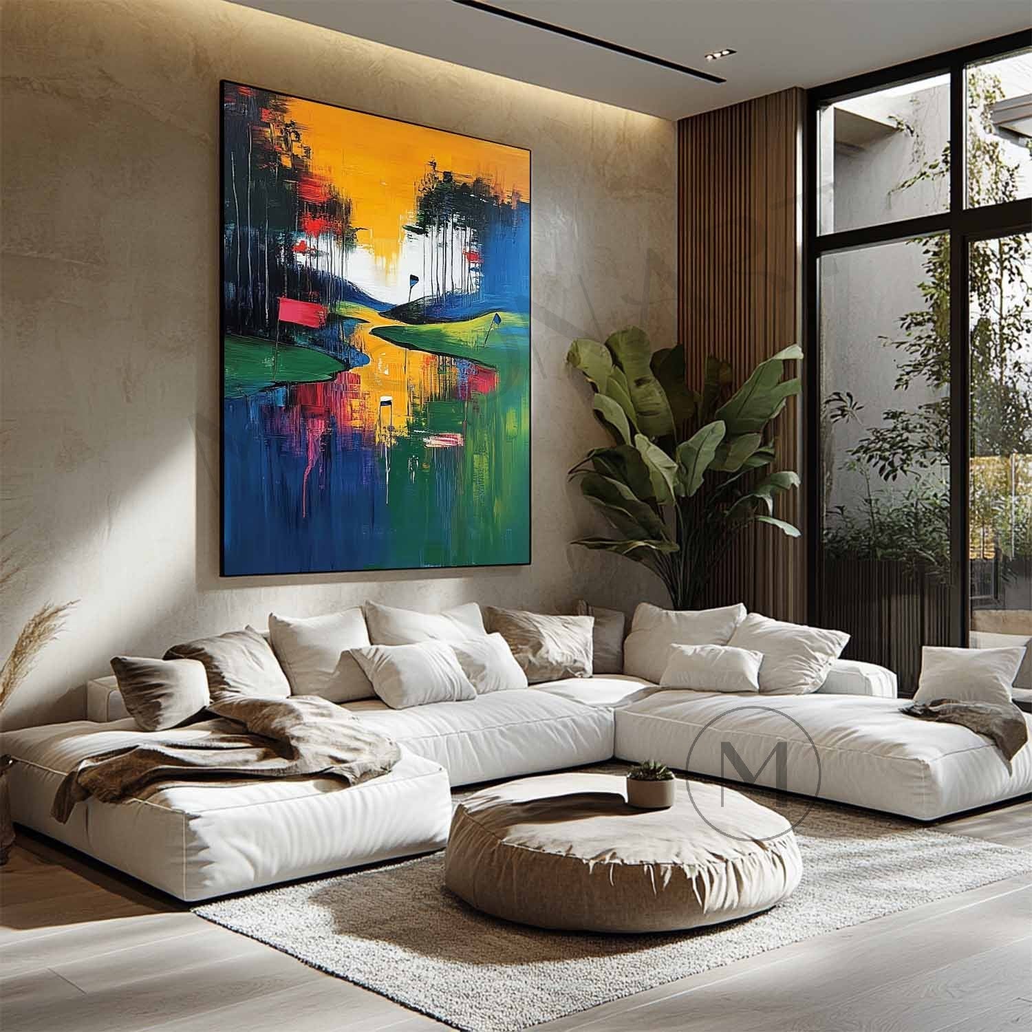 Golf Course Landscape Painting Golf Course Abstract Art Golf Course Canvas Wall Art